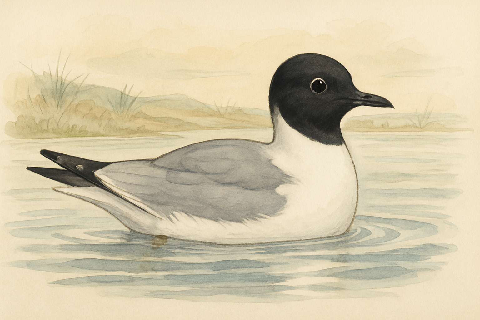 Stylized field-guide illustration of a Little Gull